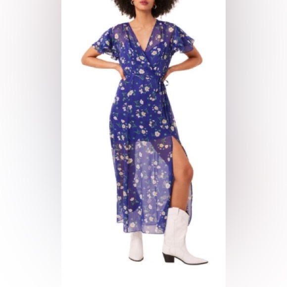 French Connection Dresses & Skirts - French Connection Jasmine Chiffon Faux Wrap Dress